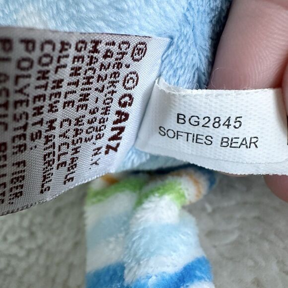 Baby Ganz Softies Bear Blue Surf Polka Dots Stripes Heart On Chest - Picture 5 of 6
